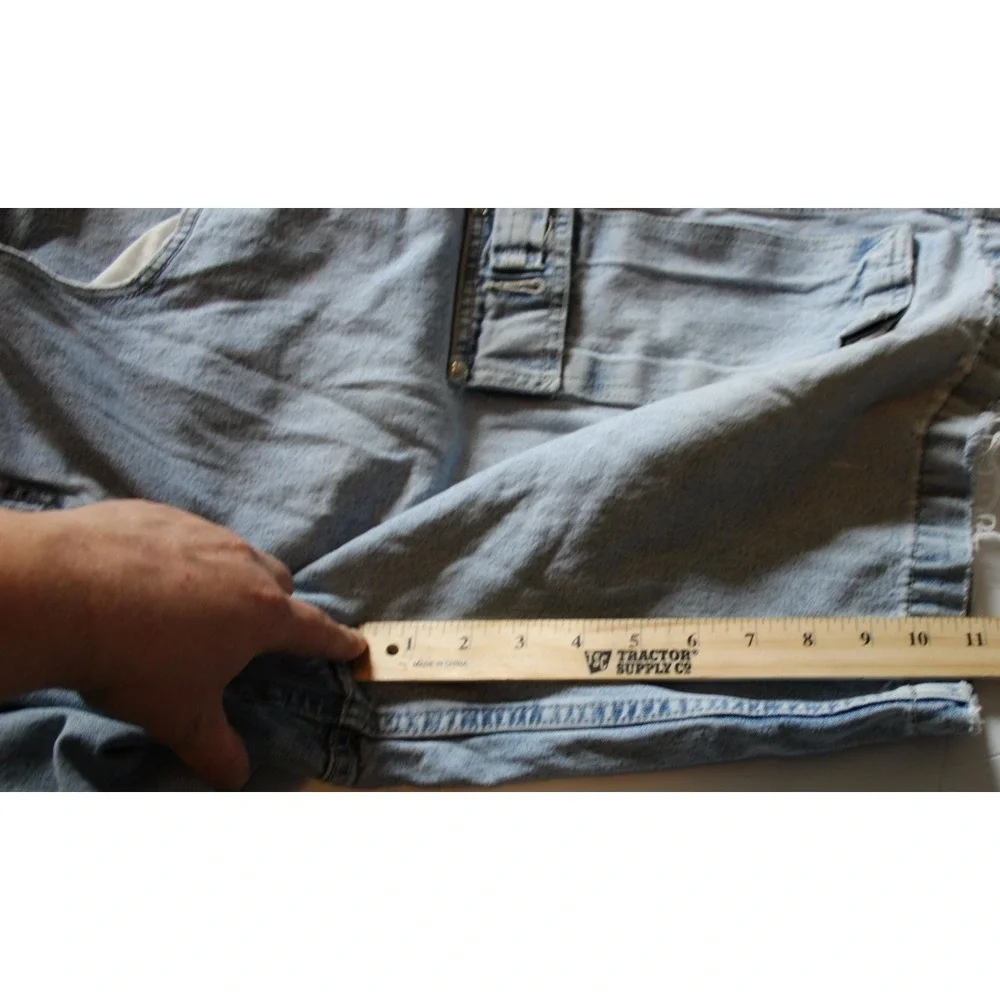 Vintage America Mens Cargo Jean Shorts‎ Mens 38 Denim Safari Outdoor Baggy
